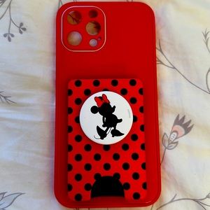iPhone 12 Pro Max cell phone case with Minnie Mouse Popsockets Wallet.